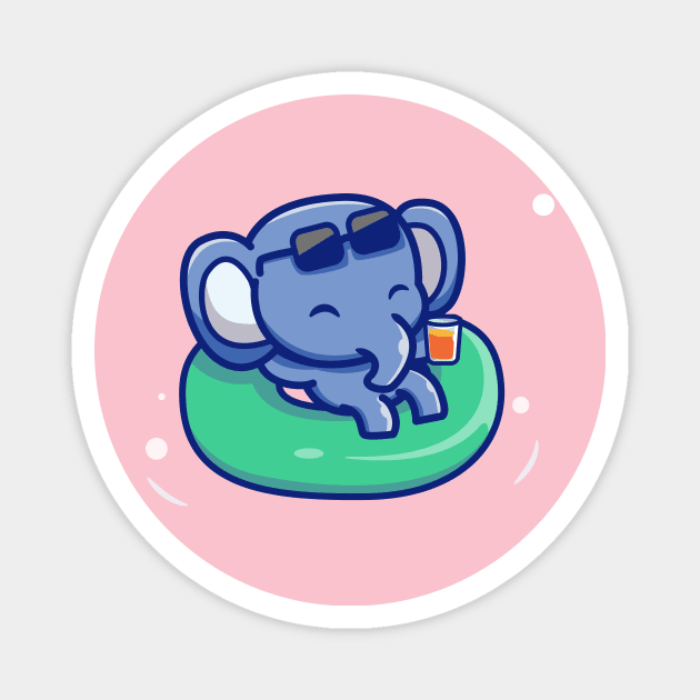 Cute Elephant Floating With Swimming Tires Magnet by Catalyst Labs